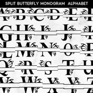 Papillon Alphabet monogramme SVG, fichiers de coupe personnalisés pour Cricut, téléchargement numérique, des cliparts, des fournitures de création