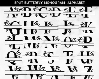 Motyl alfabet Monogram SVG, spersonalizowane pliki do cięcia dla Cricut, pobieranie cyfrowe, Clipart, materiały rzemieślnicze