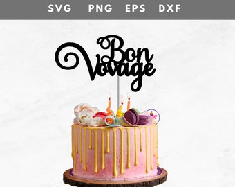 Bon Voyage Cake Topper SVG | Travel Theme Party (Digital Download)