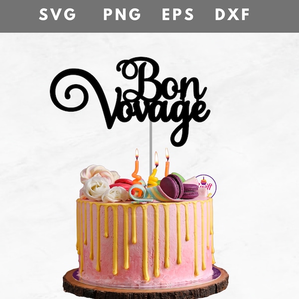 Travel Cake Topper | Bon Voyage Svg | Goodbye Cake Topper | Good Luck Cake Topper | Suitcase Cake Topper | Bon Voyage Cake Topper