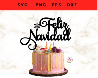 Merry Christmas Svg | Navidad Svg Sayings | Spanish Christmas | Cake Topper Svg | Feliz Navidad Svg | Layered Cut File Template