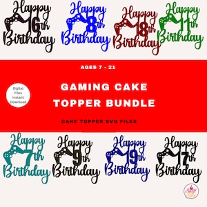 Happy Birthday Gaming Controller Cake Topper SVG Bundle | Cricut geschnitten Dateien | svg Bundle | Gamer Cake Topper Bundle EPS DXF png