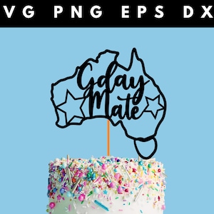 G'day Mate Cake Topper svg | Australien Tag | Sofort-Download | Cake Topper svg| Känguru svg