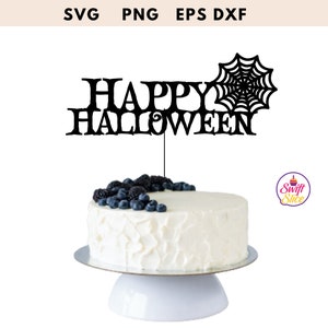 Happy Halloween Cake Topper | Get Your Halloween Party Started with our Happy Halloween Spider Web Cake Topper SVG