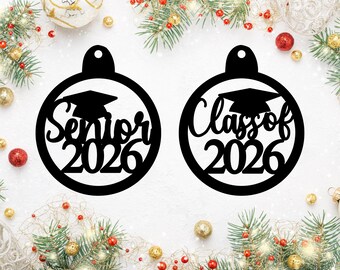 Adorno de graduación SVG para la promoción de 2026 - Adorno personalizado para el árbol de Navidad - Regalo para graduados