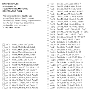 M&#39;Cheyne Bible Reading Plan (Printable)
