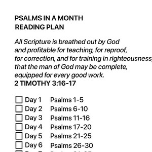 Psalmen in einem Monat Leseplan (printable)