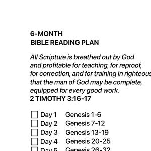 6-Month Bible Reading Plan (Printable)