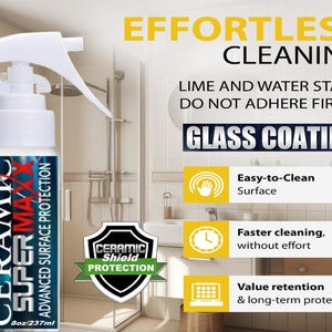 GLASS COATING Shower Doors, Mirrors, Prevents Hard Water Spots, All Glass Surface Protection