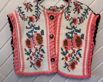 Handmade Vintage Crochet Blanket Top