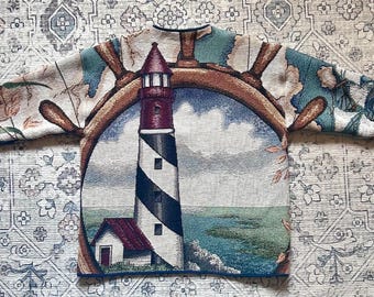 Handmade Vintage Nautical Lighthouse Blanket Jacket