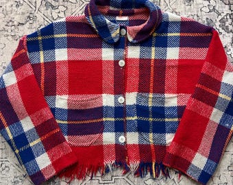 Handmade Vintage Blanket Jacket with Fringe