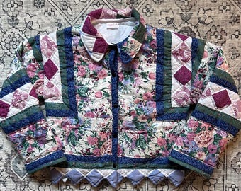 Handmade Upcycled Floral Quilt Jacket