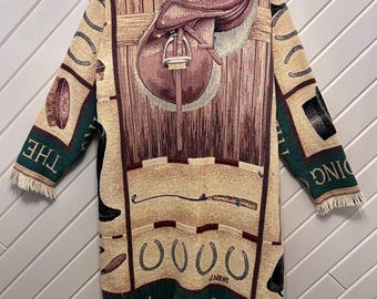 Handmade Upcycled Vintage Equestrian Horse Tapestry Blanket Jacket