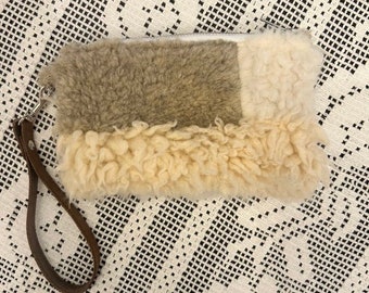 Handmade Patchwork Sherpa Fur Wristlet