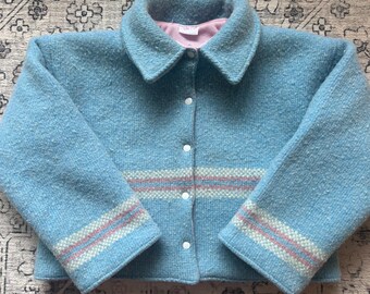 Handmade Vintage Wool Blanket Jacket with Hidden Pocket