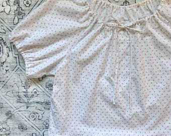 Handmade Upcycled Vintage Cotton Puff Sleeve Tie Top