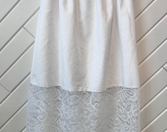 Handmade Upcycled Cotton and Lace Skirt