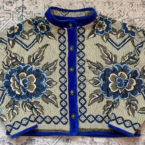 Handmade Upcycled Tapestry Blanket Jacket with Corduroy