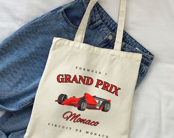 Monaco Grand Prix Tote Bag: Formula 1 Racing, Cotton Canvas