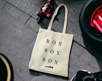 Formula 1 Box Box Box Tote / Formula 1 / Max Verstappen / Charles Leclerc / Lando Norris / Lewis Hamilton / Alonso / Sainz / Ricciardo / F1