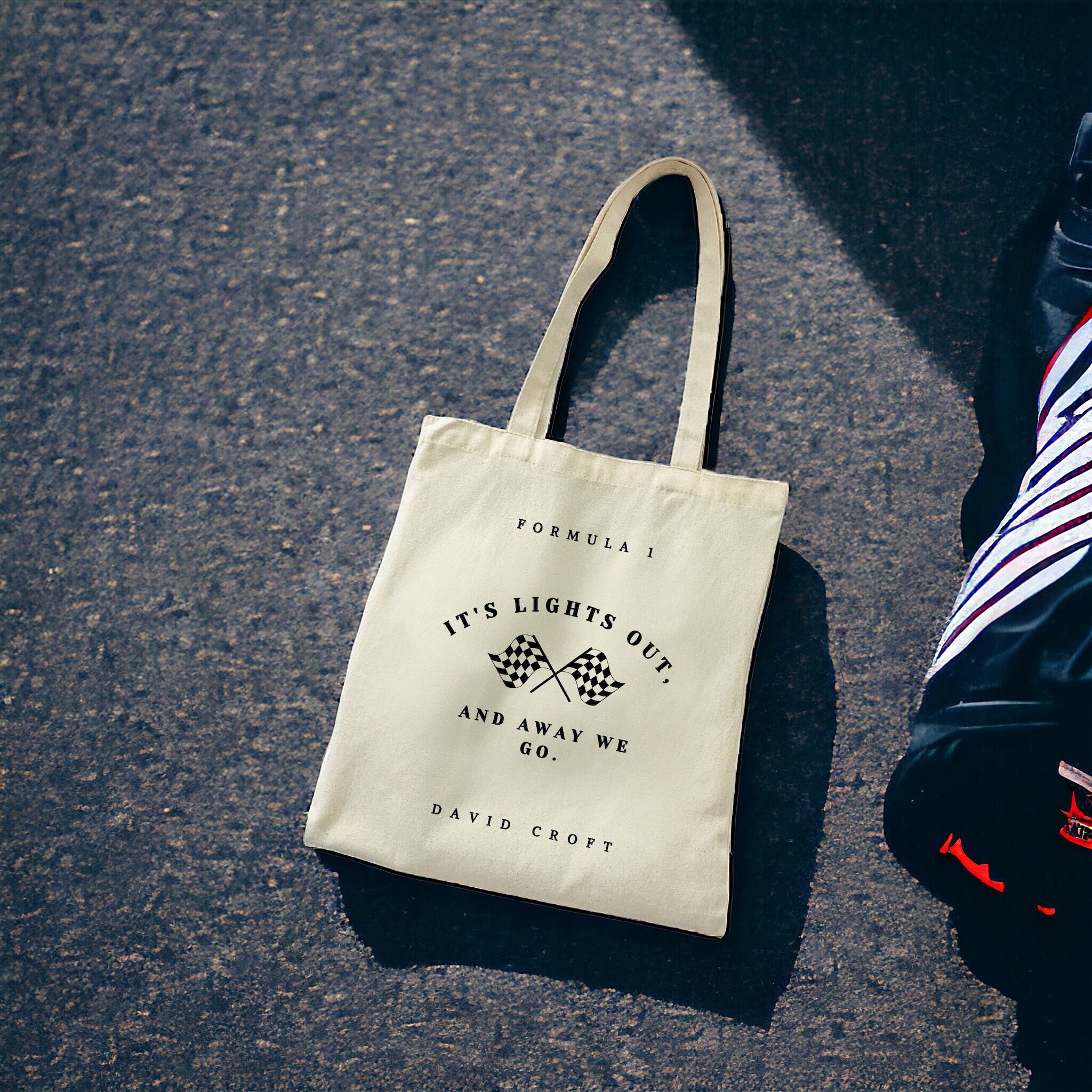 FOTAP Tote Bag In Cotone Con Scritta 'Formula 1 Lights Out And Away We Go' – Borsa Regalo Per Fan F1, 37,8x34,8 Cm