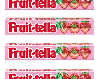 Fruit-Tella Strawberry 4 Rolls, Fruitella Candy, Fruitella Sweets