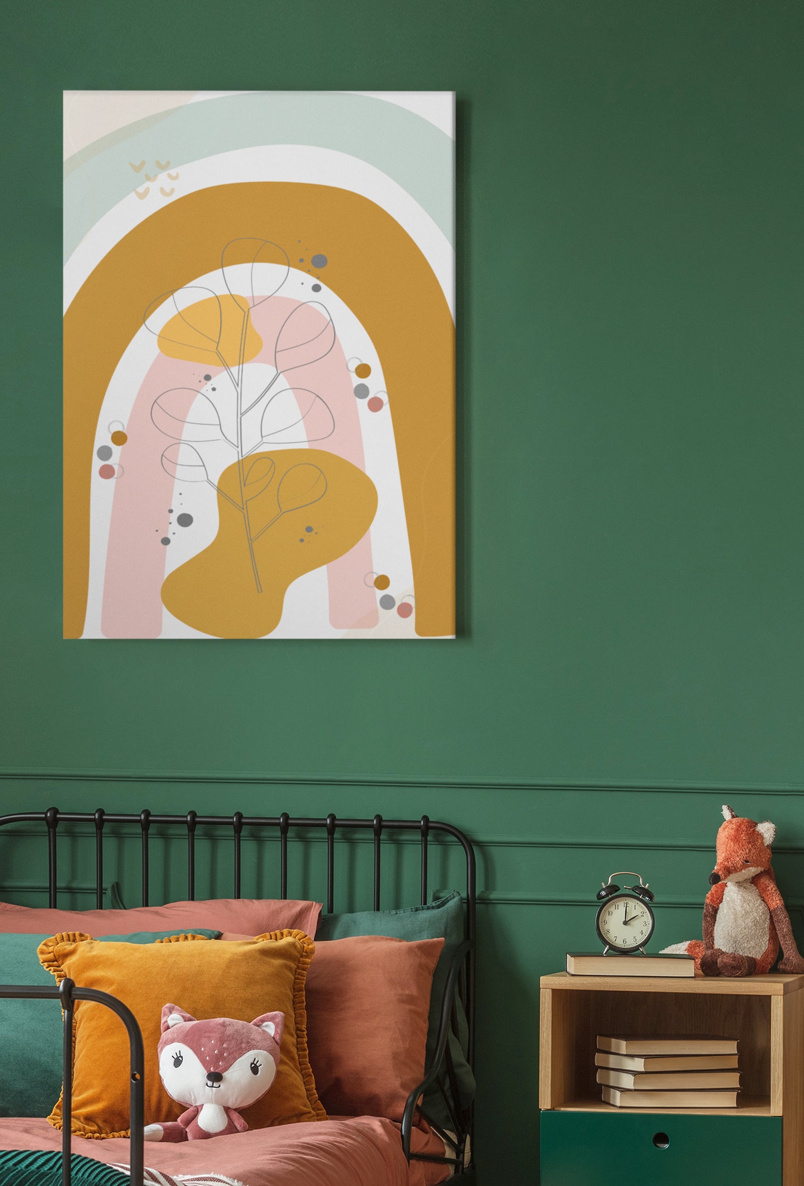 Rainbow Boho Wall Art for Kids Hub, Toddler Nest Print, Desktop