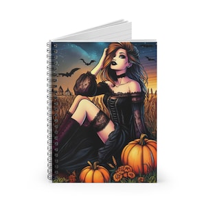 ハロウィンスパイラルノート | 不気味な日記帳、ゴシック文房具、魔女っぽい学用品