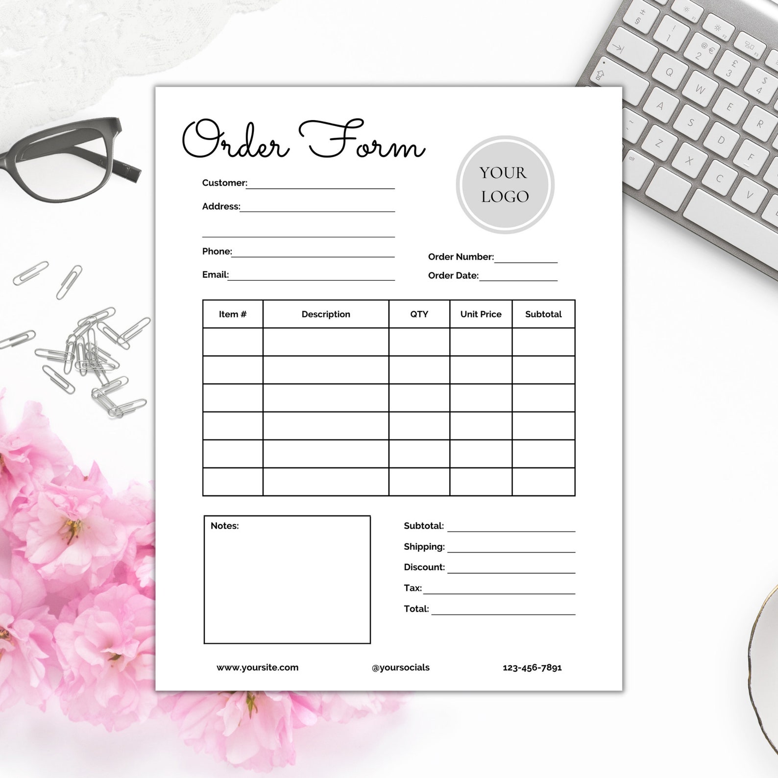 Custom Order Form Template Bundle Invoice Template Editable and ...