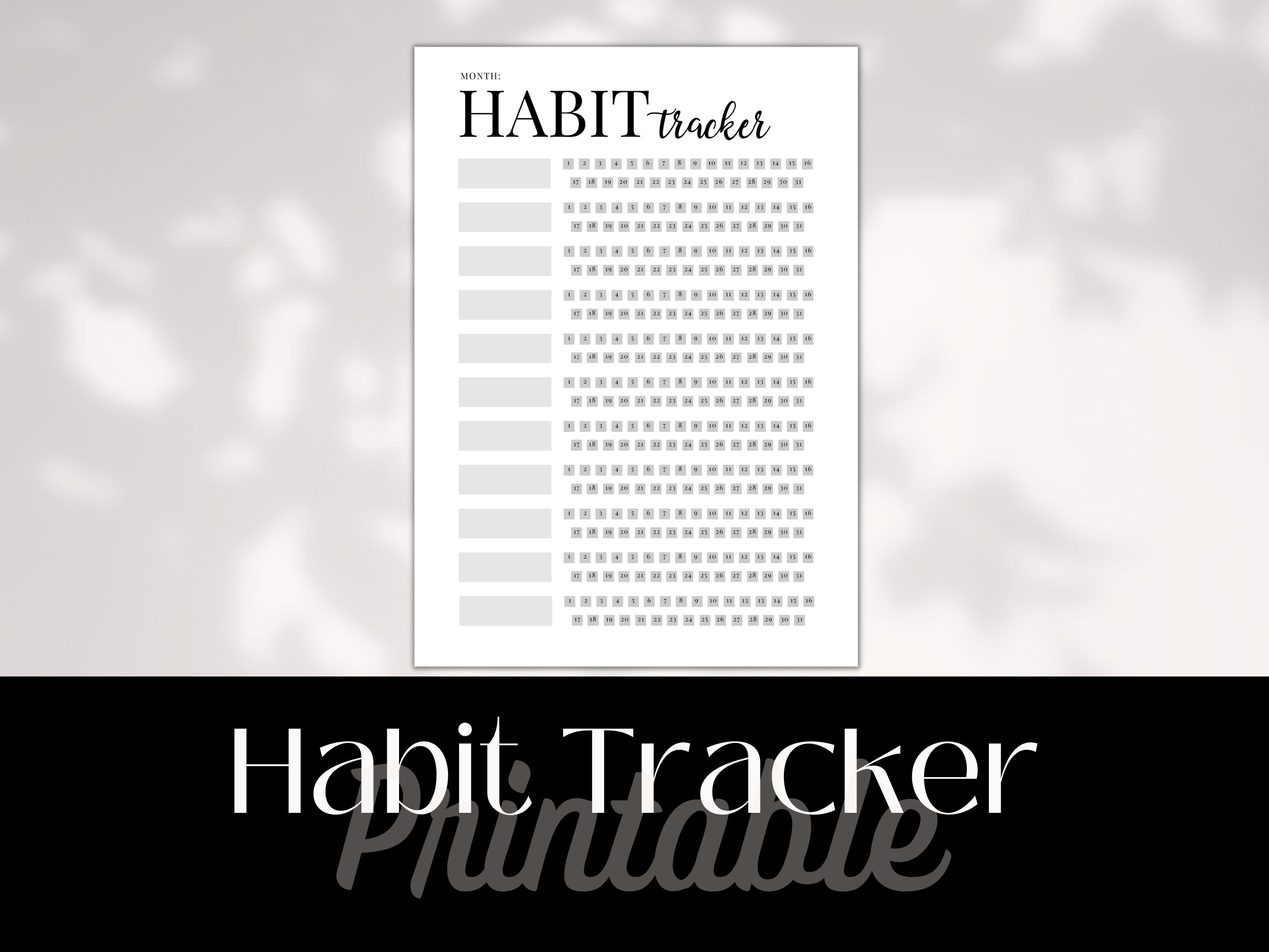 31 Day Habit Tracker Monthly Tracker Printable and Fillable PDF US ...