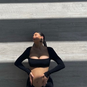 Kylie Jenner Maternity Inspired One Piece Black Cut Out Dress in Black, Y2K Fashion