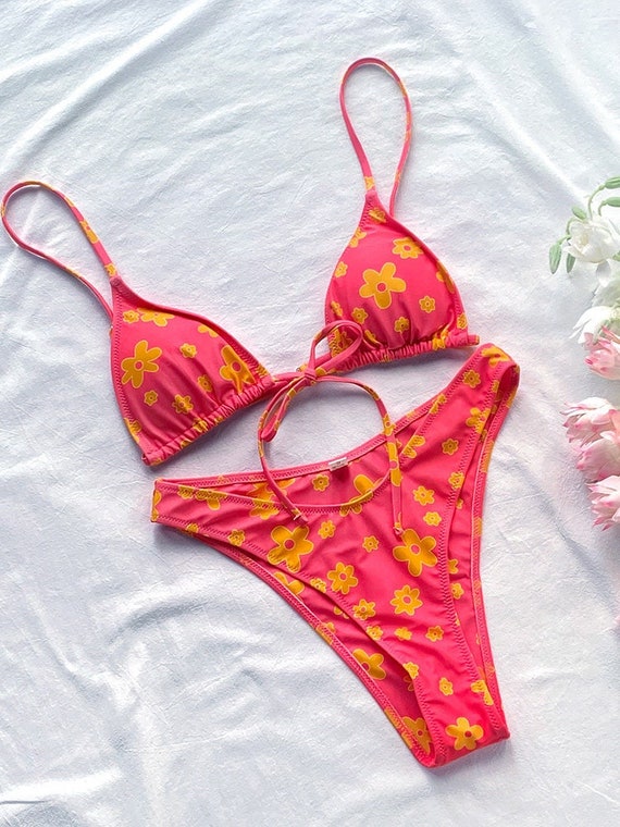 Kendall Jenner Y2K Cutout Bikini, Summer Drsigner Dupe Floral Bikini 