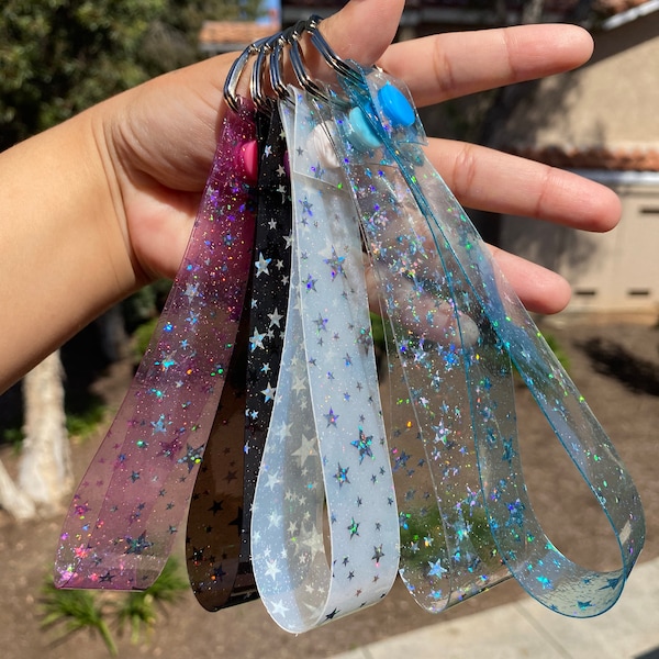 Jelly Holographic Star Wristlet Keyfob