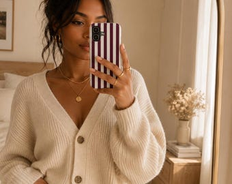 Burgundy Stripe Phone Case | Bordeaux Collection