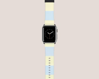 Correa de reloj a rayas pastel / Correa de silicona azul y amarilla para Apple Watch