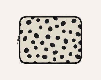 Funda para portátil con estampado de dálmata negro / Funda de neopreno con lunares
