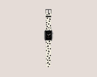 Correa de reloj negra con lunares / Estampado de manchas dálmatas, correa para Apple Watch