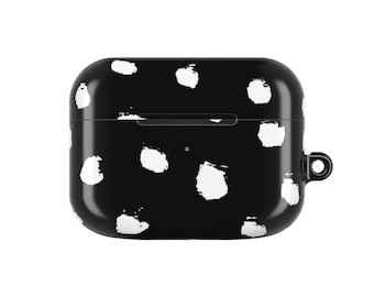Funda para AirPods con estampado de dálmata negro / Funda protectora de lunares