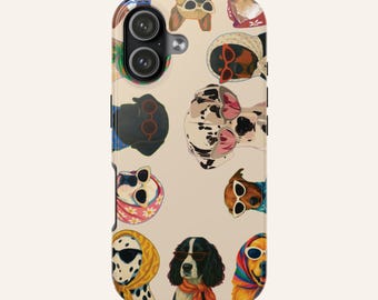 Funda para teléfono con diseño de perros con gafas de sol / (iPhone 17/16/15/14/13 Pro Max)