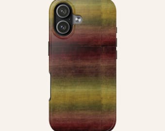 Funda para teléfono con rayas degradadas en tonos tierra / Protección con degradado rústico para iPhone 17/16/15/14/13 Pro Max