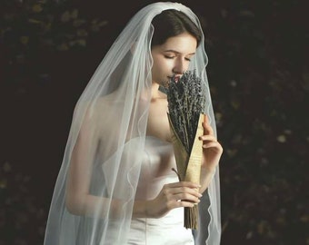 Langer weißer Hochzeitsschleier | braut hochzeit schleier | langer Hochzeitsschleier | minimalistischer eleganter Hochzeitsschleier