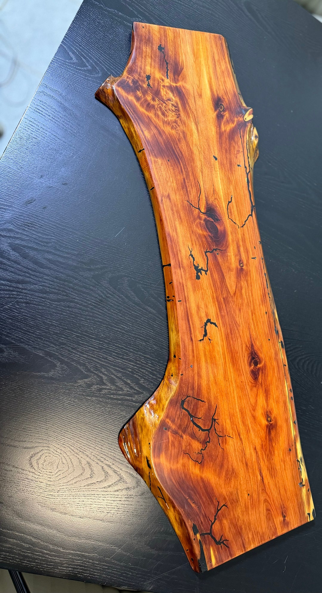 Live Edge Red Cedar Charcuterie Board With Epoxy Perfect for Weddings