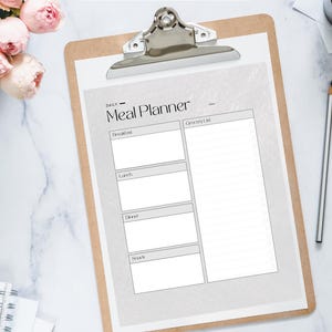 Druckbarer Menüplaner | Digital Meal Prep Organizer | Sofortiger Download PDF | Mahlzeiten-Tracker & Einkaufsliste |