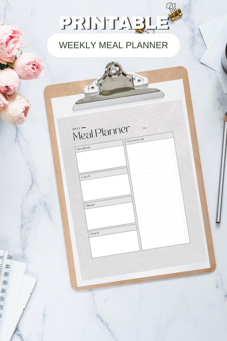 Printable Weekly Meal Planner | Digital Meal Prep Organizer | Instant ...