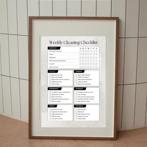 Printable Cleaning Checklist | Minimalist Weekly Home Cleaning Schedule | Cleaning List | Household Chore Chart PDF