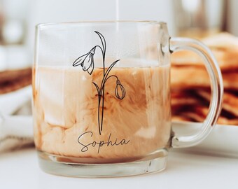 January Birth Month Flower Mug, Custom Birth Flower Mug, Snowdrop Mug, Personalized Birth Flower Gift, Birthday Gift for Best Friend