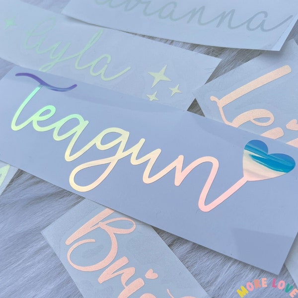 HOLOGRAPHIC NAME STICKER, Custom Name Decal for Water Bottles, Tumbler, Wedding, Laptop, Name Tag, Custom Kitchen Labels, Organization Label