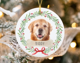 Pet Photo Ornament, Custom Pet Ornament Using Pet Photo, Custom Dog Christmas Ornament, Christmas Keepsake, Pet Portrait Name Gift