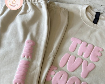 Custom Puff Sweatpants Matching Sorority Joggers Team Spirit Pants Personalized Group Sweatpants Set Big and Little Matching Bachelorette